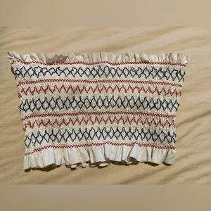 Xhilaration White Fabric with Red and Blue Stitching